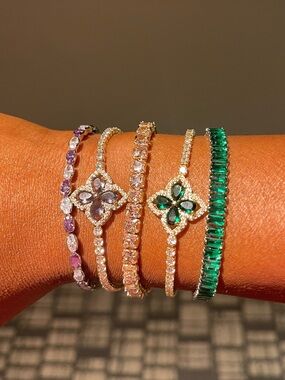 Emerald & Multi-Gemstone Linked Bracelet - Women Jewelry